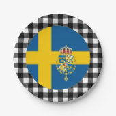 Zweden Bord, buffelpleister en Zweedse vlag Papieren Bordje (Voorkant)