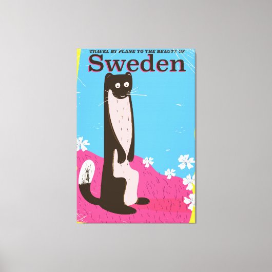 Zweden Cartoon vintage reisposter Canvas Afdruk (Voorkant)