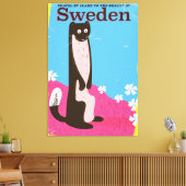 Zweden Cartoon vintage reisposter Canvas Afdruk (Insitu (Woonkamer))