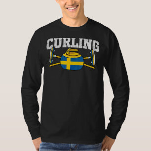 Zweden Curling Broom Winter Ice Sports Swedish Fla T-shirt