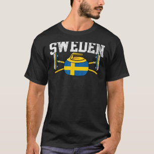 Zweden Curling Broom Winter Ice Sports Swedish Fla T-shirt