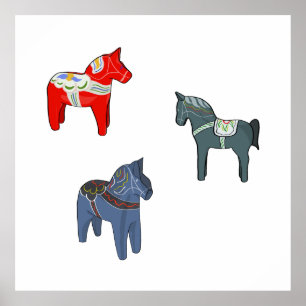Zweden Dala Horse Dalecarlian Zweeds Poster