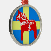 Zweden Dala Horse Metalen Ornament (Rechts)