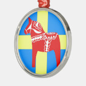 Zweden Dala Horse Metalen Ornament (Links)