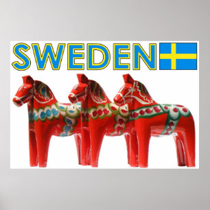 Zweden Dala Horse Poster