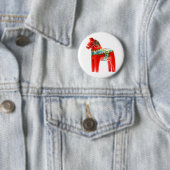 Zweden Dala Horse Ronde Button 5,7 Cm (In situ)