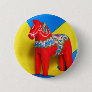 Zweden Dala Horse Ronde Button 5,7 Cm