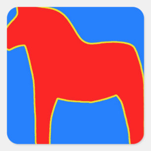 Zweden Dala Horse Vierkante Sticker