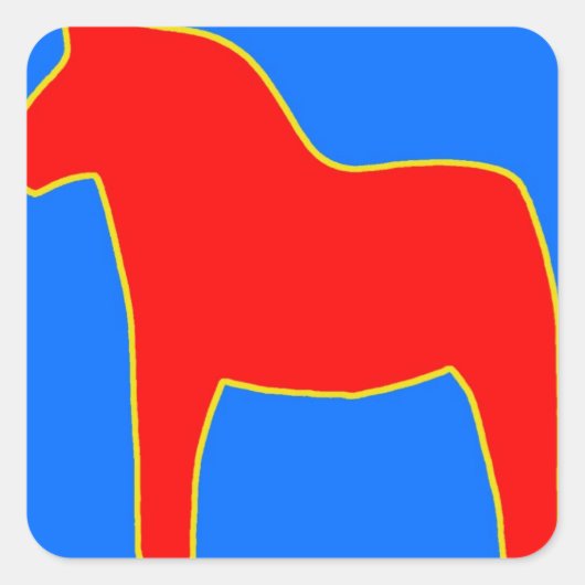 Zweden Dala Horse Vierkante Sticker (Voorkant)