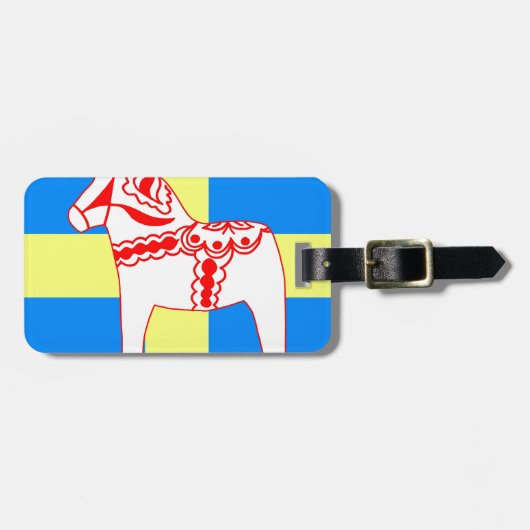 Zweden Dala Horse White Bagagelabel (Voorkant horizontaal)