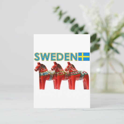 Zweden Dala Horses Briefkaart (Staand voorkant)