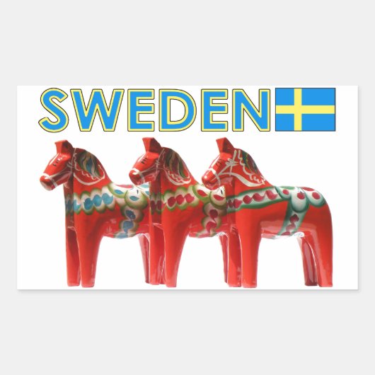 Zweden Dala Horses Rechthoekige Sticker (Voorkant)