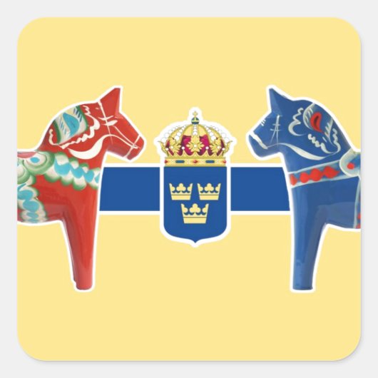 Zweden Dala Wapen Vierkante Sticker (Voorkant)