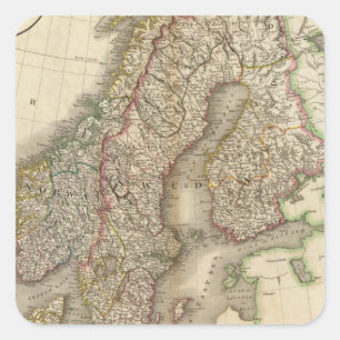 Zweden, Denemarken en Noorwegen Vierkante Sticker