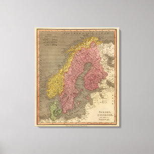 Zweden, Denemarken, Noorwegen Canvas Afdruk