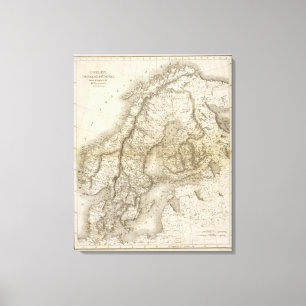 Zweden, Denemarken, Noorwegen Canvas Afdruk
