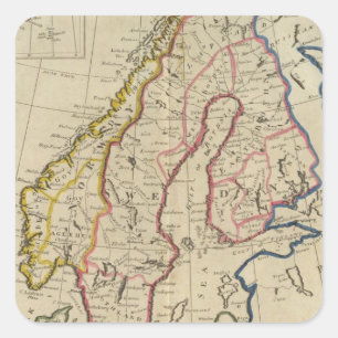 Zweden, Denemarken, Noorwegen en Finland 2 Vierkante Sticker
