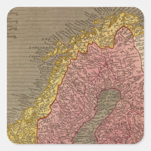 Zweden, Denemarken, Noorwegen Vierkante Sticker (Voorkant)