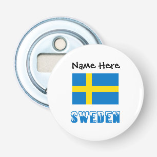 Zweden en gepersonaliseerde Zweedse vlag Button Flesopener