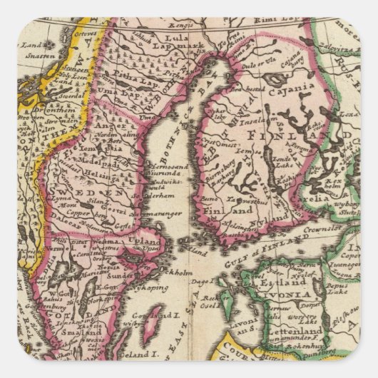 Zweden en Noorwegen 6 Vierkante Sticker (Voorkant)