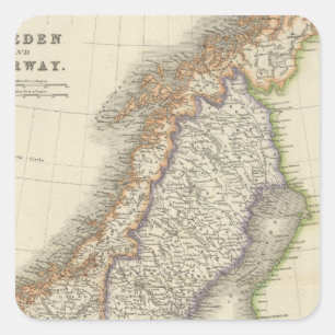 Zweden en Noorwegen 6 Vierkante Sticker