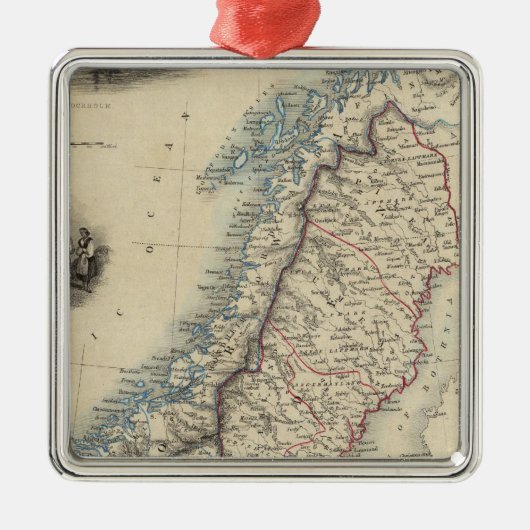 Zweden en Noorwegen 8 Metalen Ornament (Voorkant)