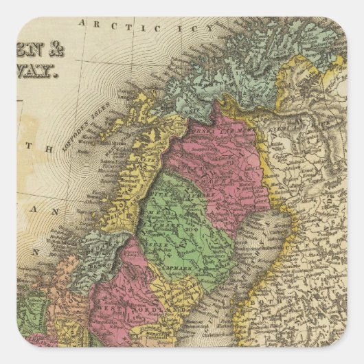 Zweden en Noorwegen Vierkante Sticker (Voorkant)