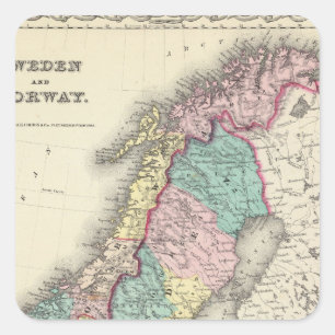 Zweden en Noorwegen Vierkante Sticker