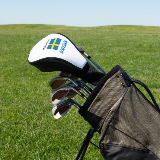 Zweden en Zweden vlag met Jouw naam Golfheadcover (Insitu)