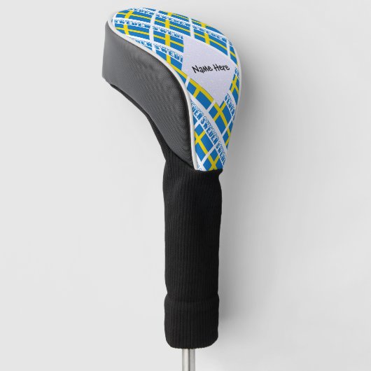 Zweden en Zweden: Vlag met Jouw naam Golfheadcover (Schuin)