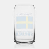 Zweden en Zweedse vlag Blauw Personalisatie Blikvorm Glas (Achterkant)