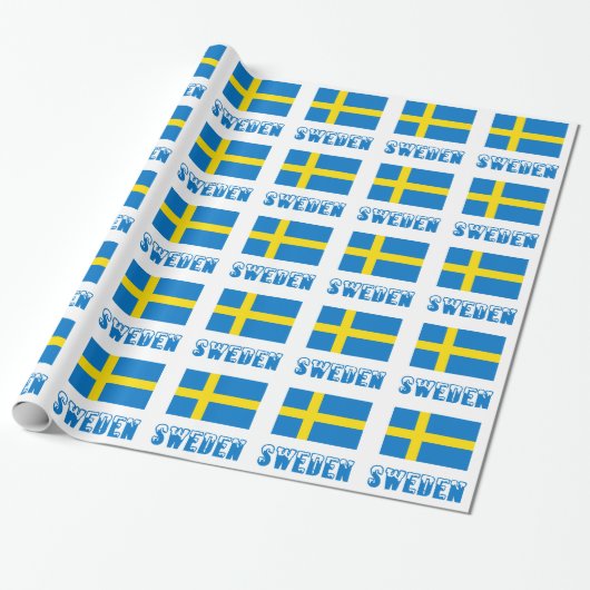 Zweden en Zweedse vlag Cadeaupapier (Uitgerold)