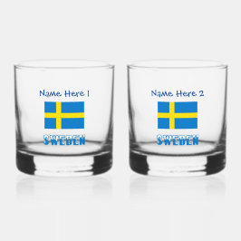 Zweden en Zweelse Vlag Blauw Personalisatie Whisky Glas
