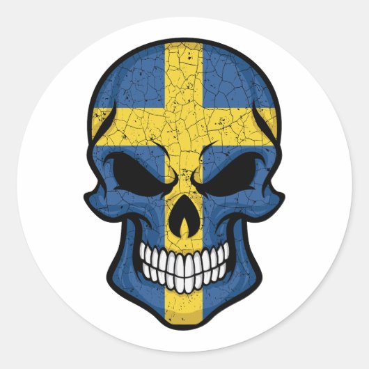 Zweden glimlachen schedelvlag ronde sticker (Voorkant)