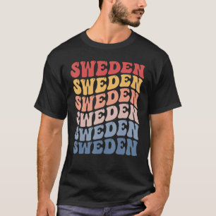 Zweden Groovy Retro Zweden T-shirt