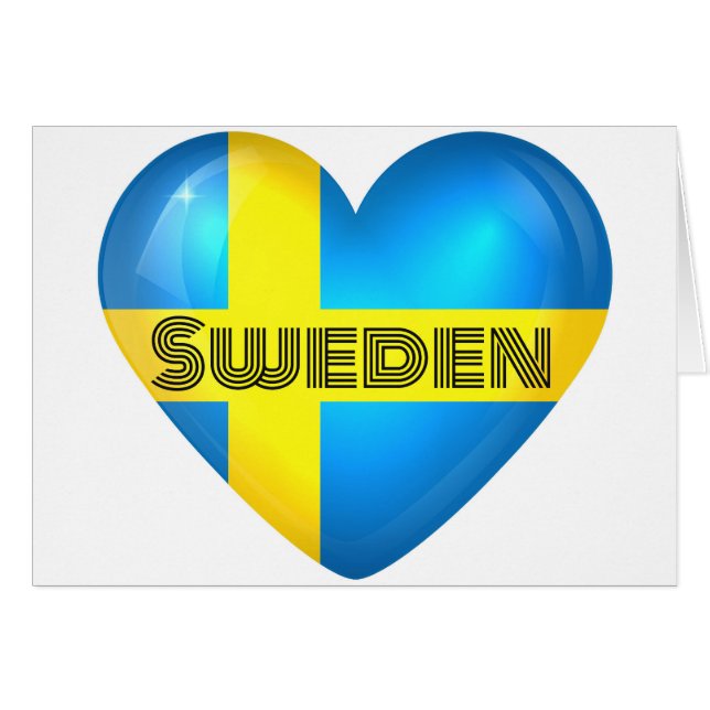 Zweden Heart Flag (Voorkant Horizontaal)