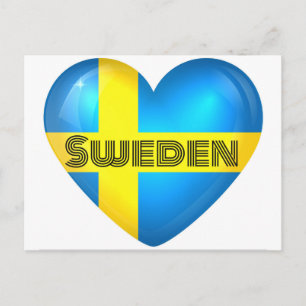 Zweden Heart Flag Briefkaart