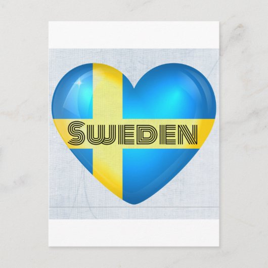 Zweden Heart Flag Briefkaart (Voorkant)