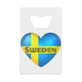 Zweden Heart Flag Creditkaart Flessenopener (Voorkant)