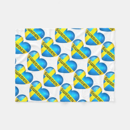 Zweden Heart Flag Fleece Deken (Voorkant (Horizontaal))