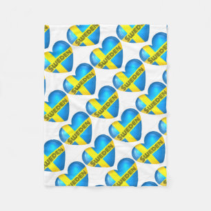 Zweden Heart Flag Fleece Deken