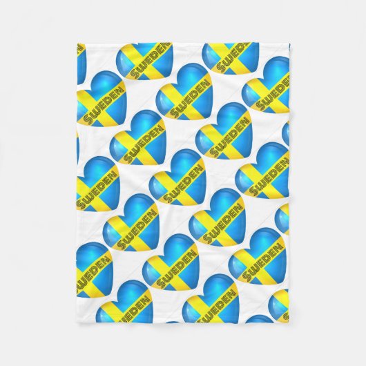 Zweden Heart Flag Fleece Deken (Voorkant)