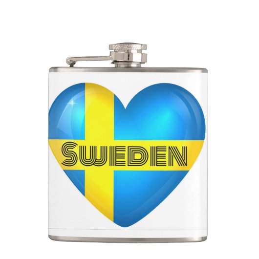 Zweden Heart Flag Heupfles (Voorkant)
