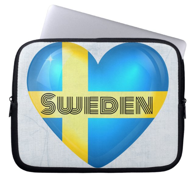 Zweden Heart Flag Laptop Sleeve (Voorkant)