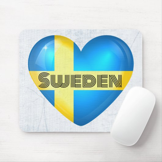 Zweden Heart Flag Muismat (Met muis)