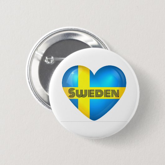 Zweden Heart Flag Ronde Button 5,7 Cm (Voorkant /achterkant)