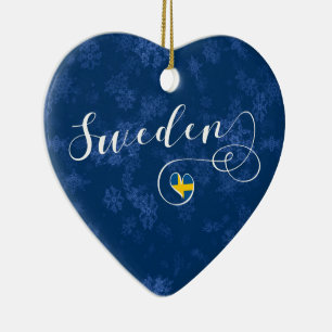 Zweden Heart, Ornament met kerstbomen, Zweeds