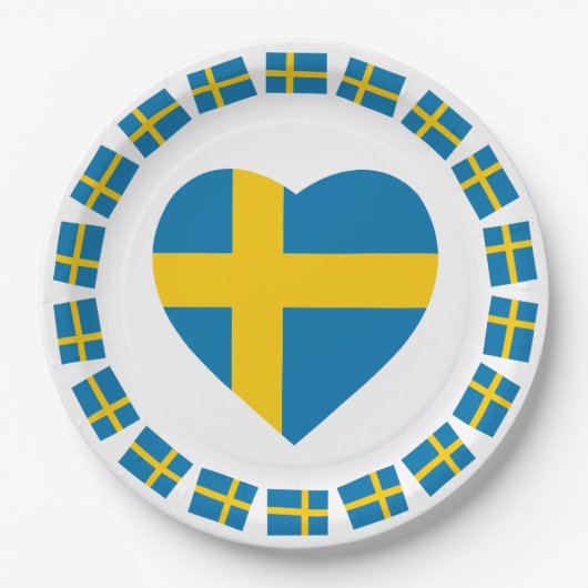 ZWEDEN HEART SHAPE FLAG PAPIEREN BORDJE (Voorkant)