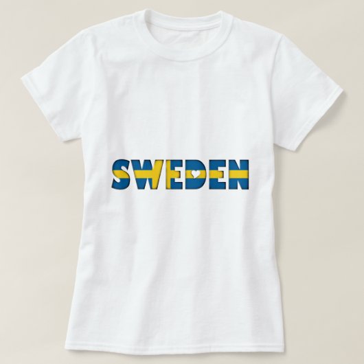Zweden hoort Typografie Landvlag Kleuren T-shirt (Design voorkant)