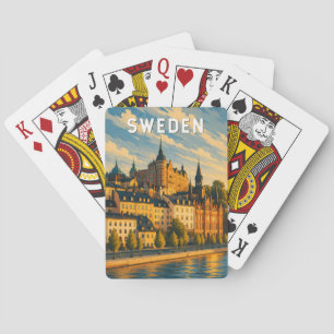 Zweden Illustratie Reis Kunst Vintage Pokerkaarten